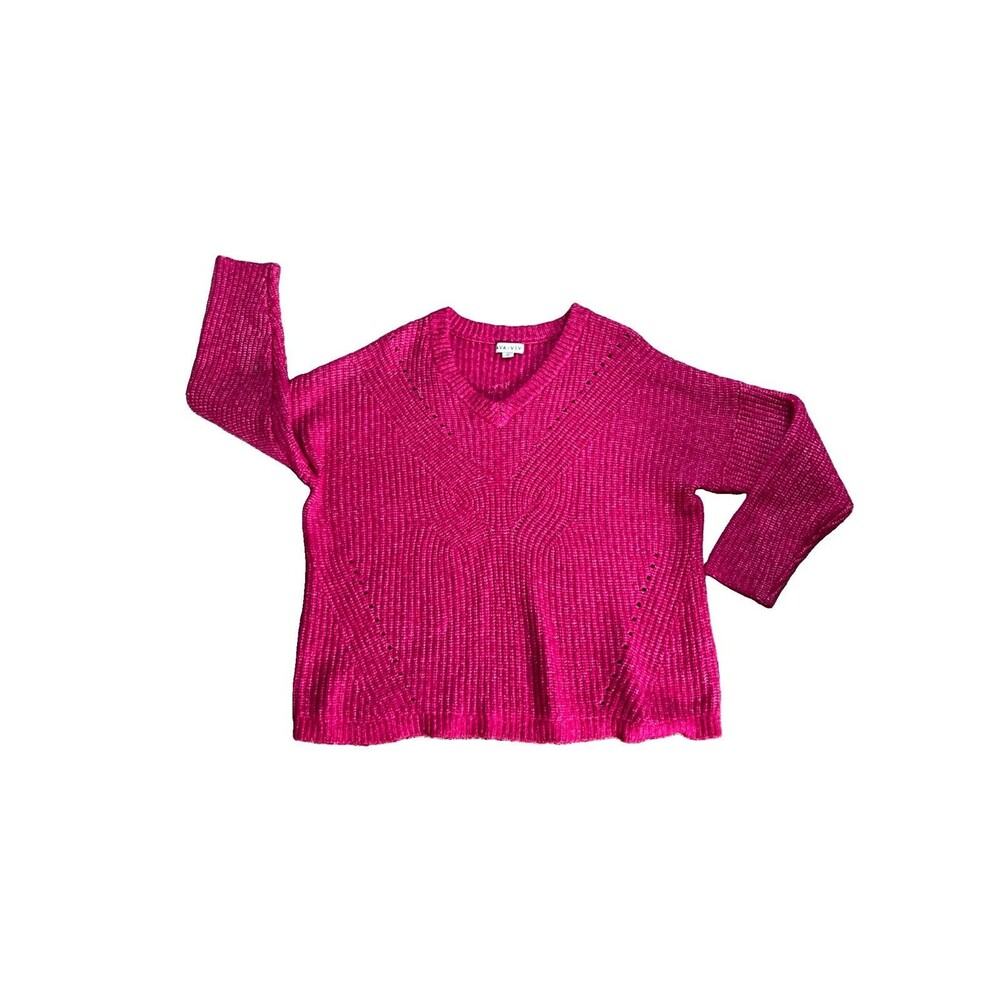 Ava & Viv Sweater Women’s Sz 3x Pink Knit V-Neck Cozy